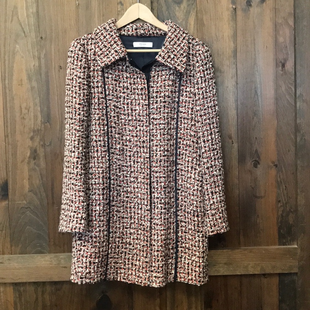Prada wool woven fully lined collard jacket